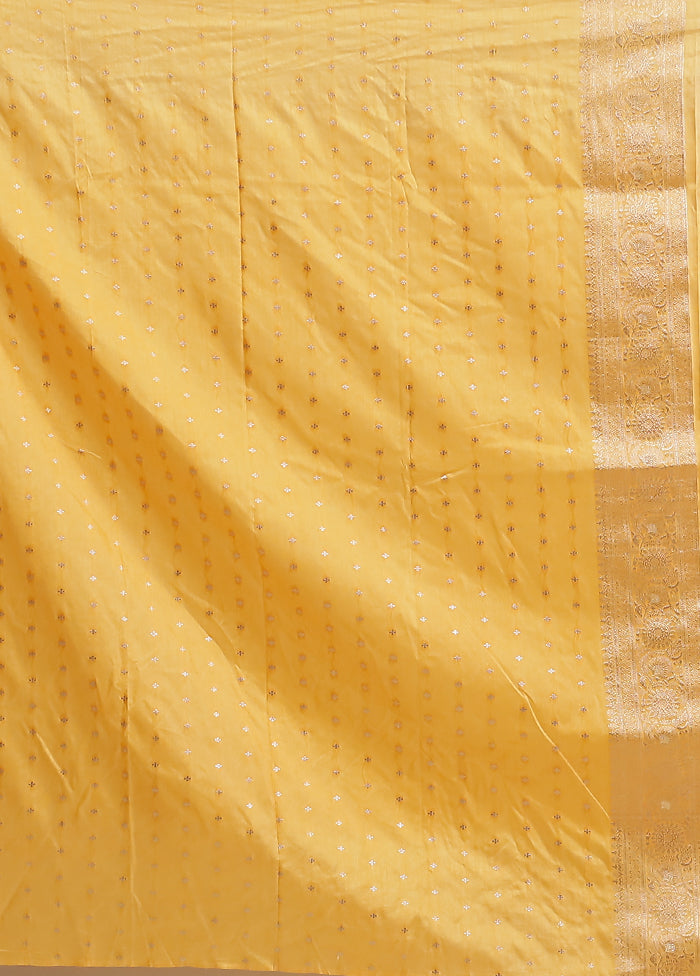 Yellow Dupion Silk Saree With Blouse Piece