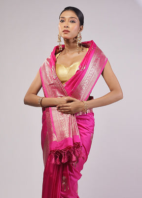 Pink Dupion Silk Saree With Blouse Piece