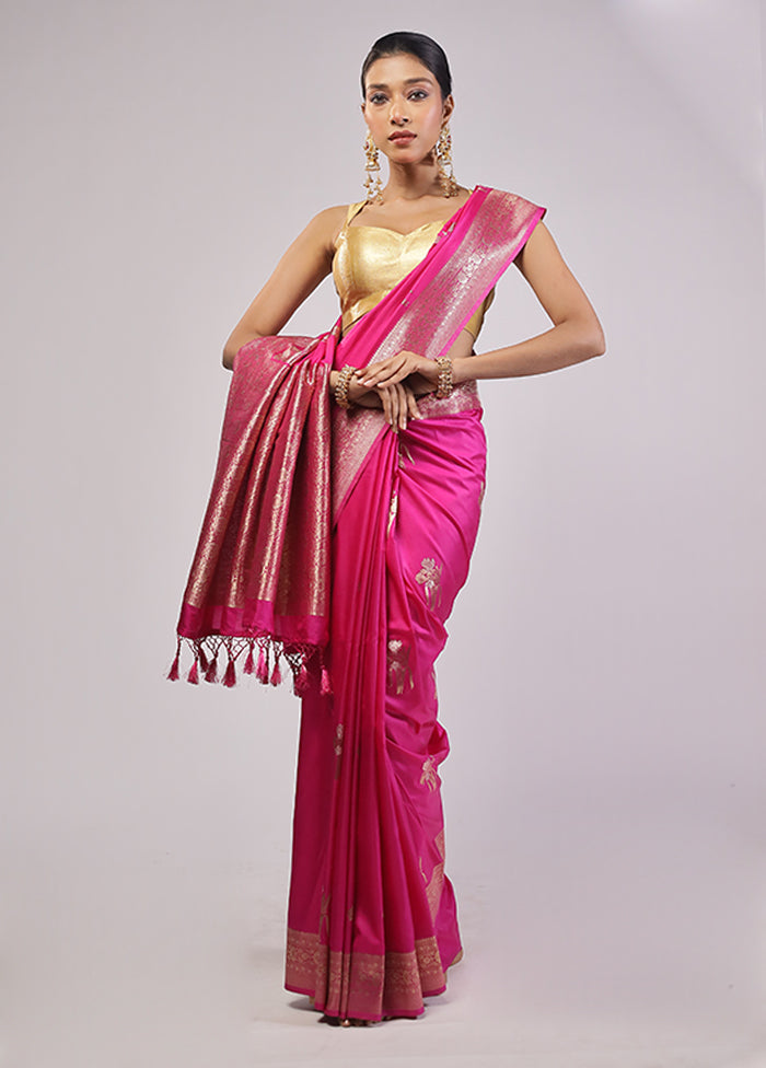 Pink Dupion Silk Saree With Blouse Piece