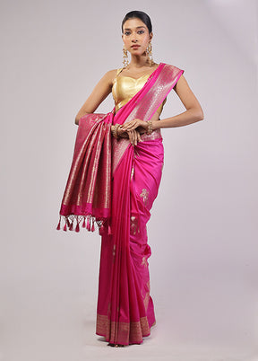 Pink Dupion Silk Saree With Blouse Piece