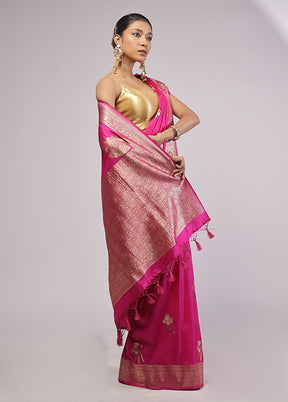 Pink Dupion Silk Saree With Blouse Piece