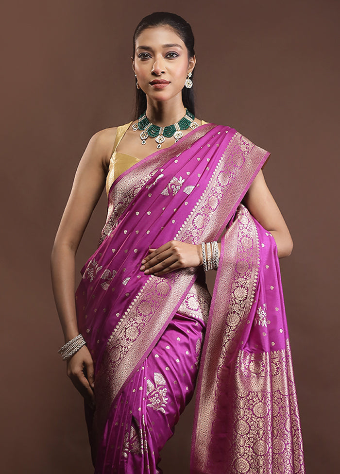 Purple Dupion Silk Saree With Blouse Piece