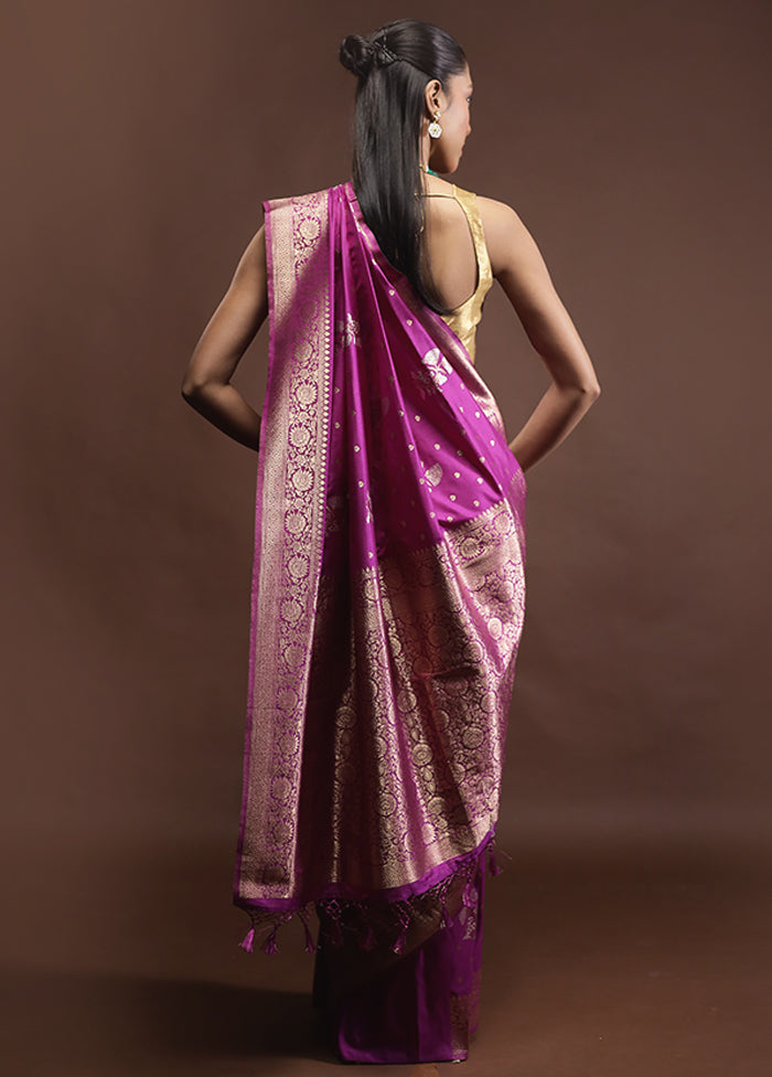 Purple Dupion Silk Saree With Blouse Piece