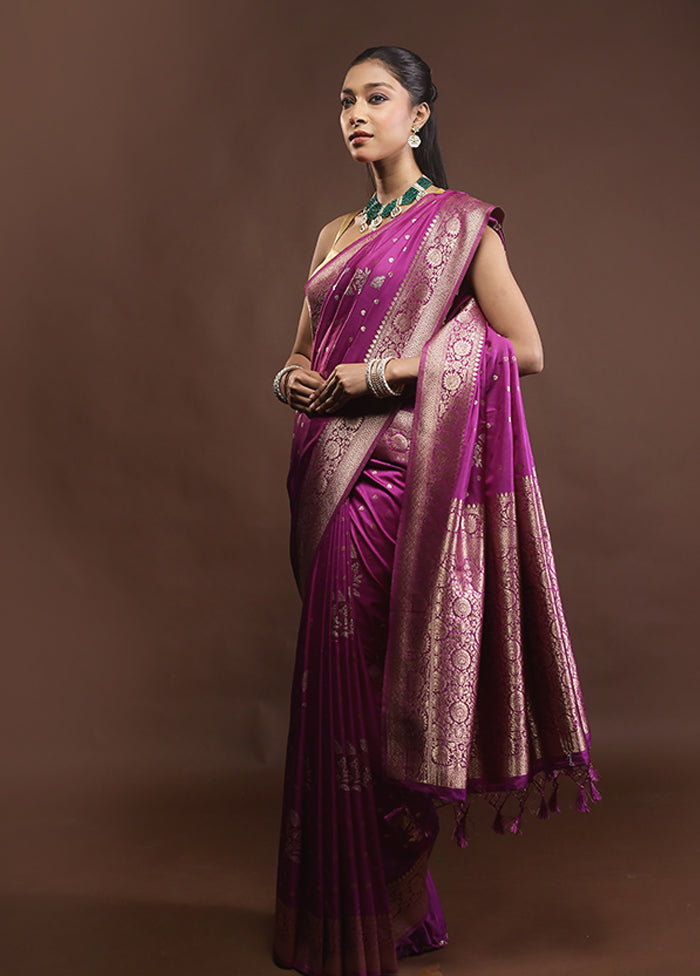 Purple Dupion Silk Saree With Blouse Piece