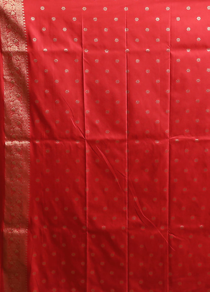 Red Dupion Silk Saree With Blouse Piece