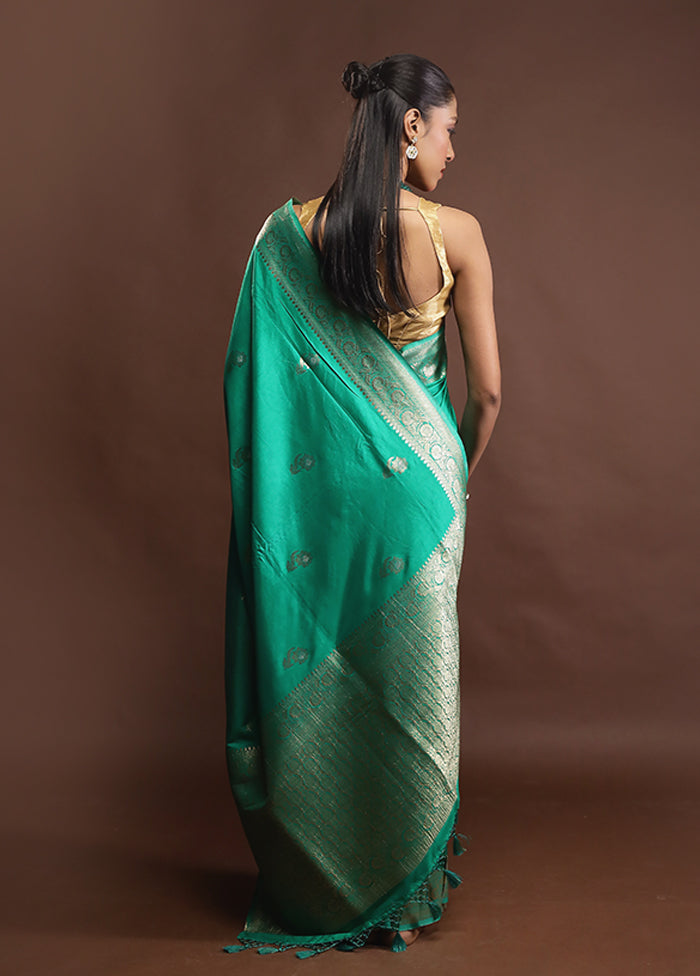 Green Dupion Silk Saree With Blouse Piece