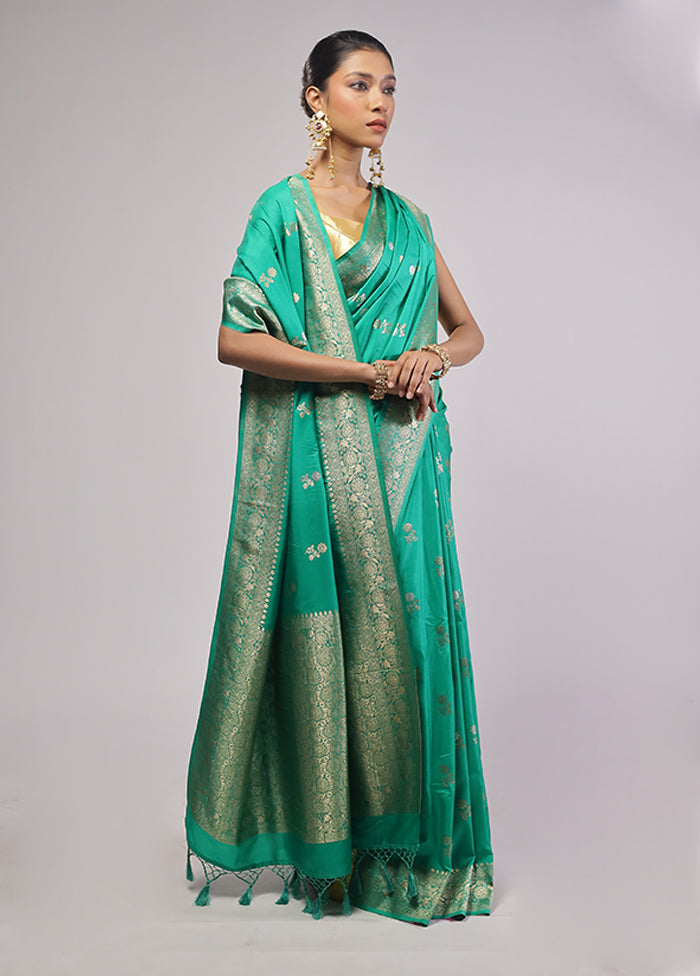 Green Dupion Silk Saree With Blouse Piece