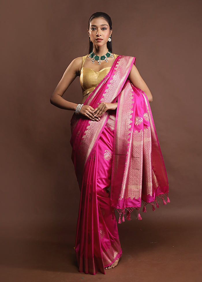 Pink Dupion Silk Saree With Blouse Piece