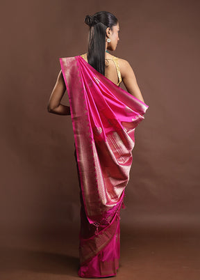 Pink Dupion Silk Saree With Blouse Piece