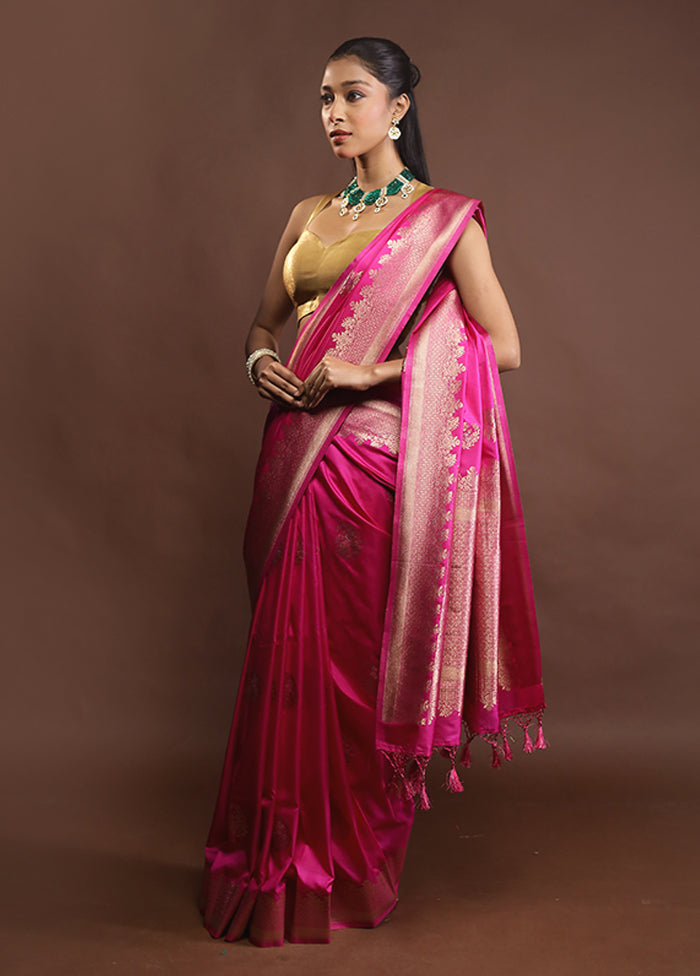 Pink Dupion Silk Saree With Blouse Piece