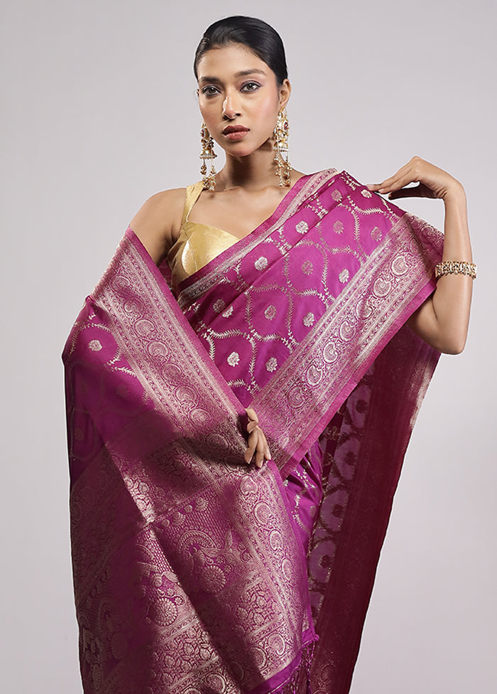 Purple Dupion Silk Saree With Blouse Piece