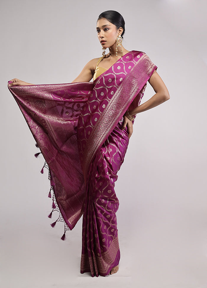 Purple Dupion Silk Saree With Blouse Piece