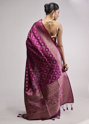 Purple Dupion Silk Saree With Blouse Piece