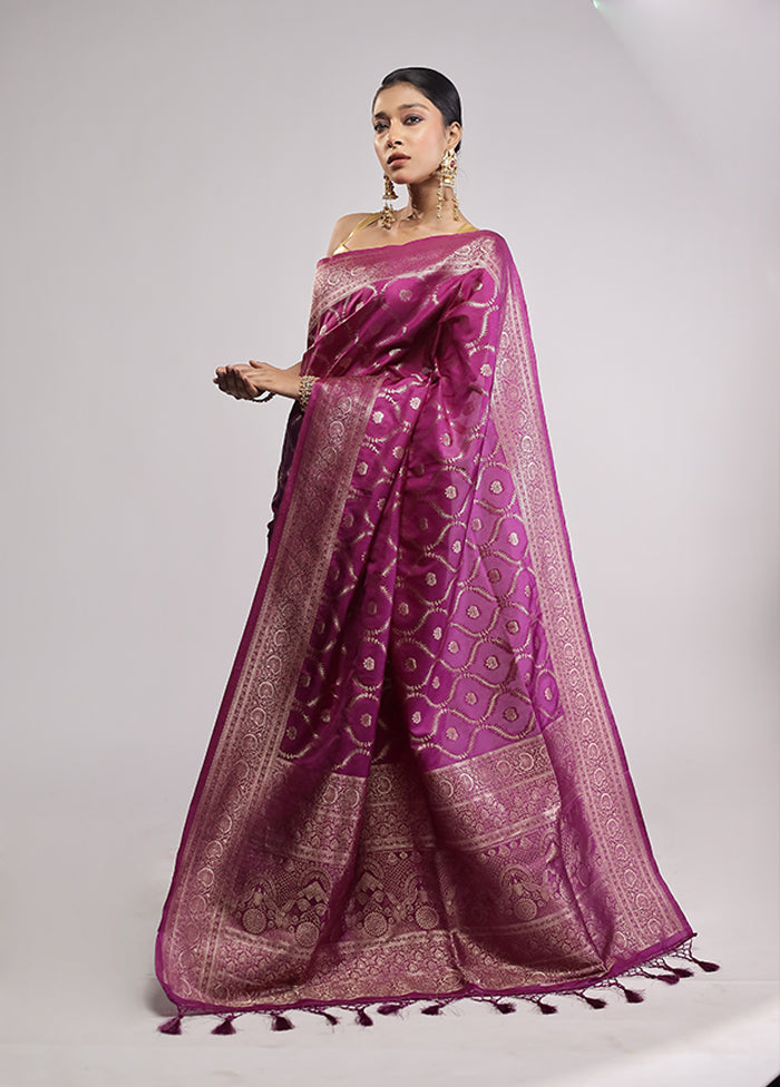 Purple Dupion Silk Saree With Blouse Piece