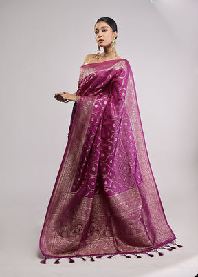 Purple Dupion Silk Saree With Blouse Piece