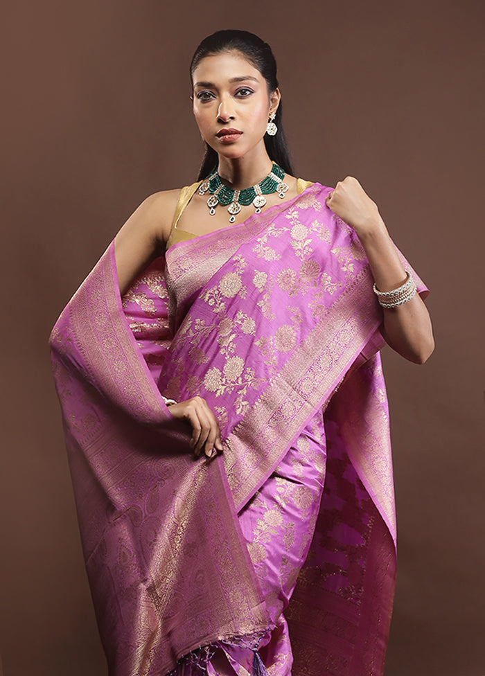 Purple Dupion Silk Saree With Blouse Piece