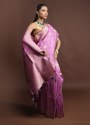 Purple Dupion Silk Saree With Blouse Piece