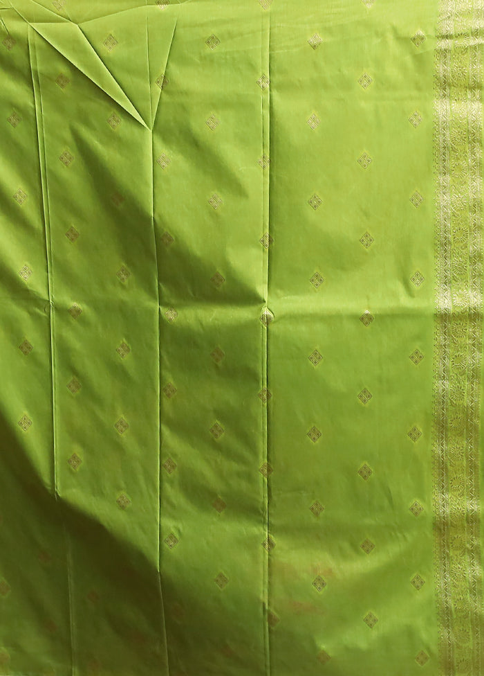 Green Dupion Silk Saree With Blouse Piece
