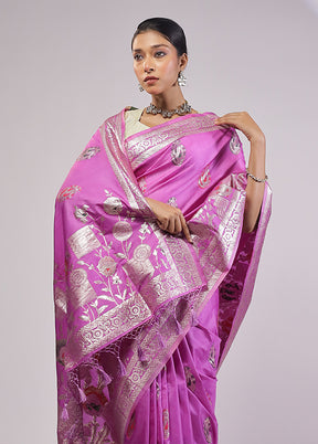 Purple Dupion Silk Saree With Blouse Piece