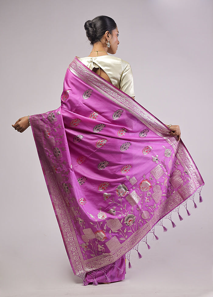 Purple Dupion Silk Saree With Blouse Piece