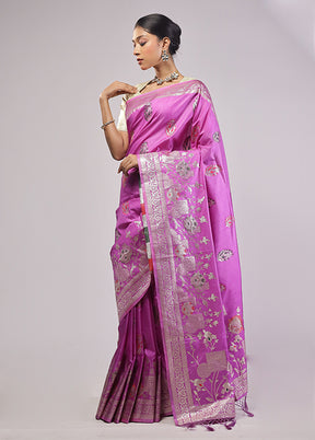 Purple Dupion Silk Saree With Blouse Piece