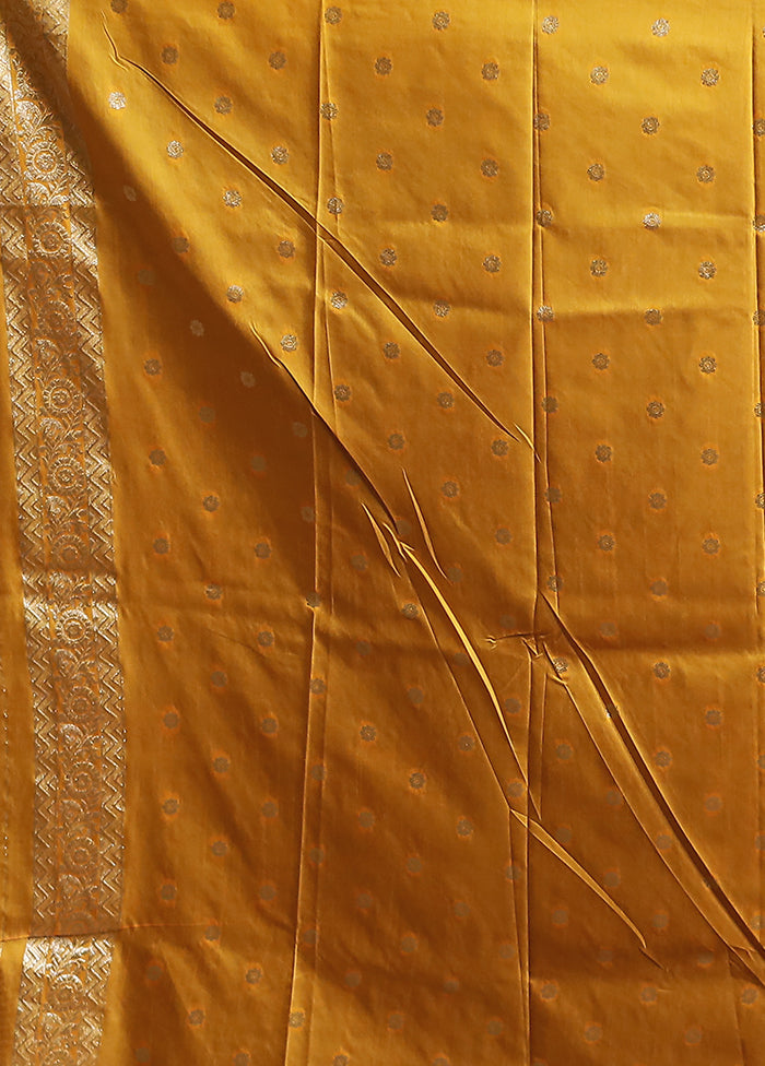 Yellow Dupion Silk Saree With Blouse Piece