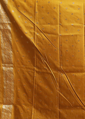 Yellow Dupion Silk Saree With Blouse Piece