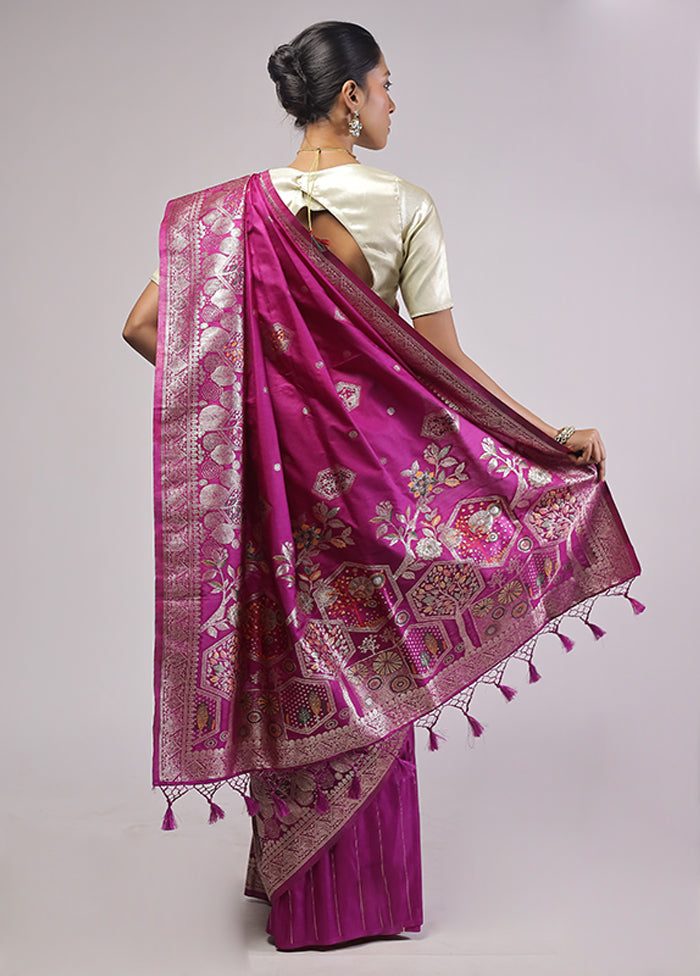 Purple Dupion Silk Saree With Blouse Piece
