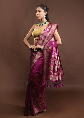 Purple Dupion Silk Saree With Blouse Piece