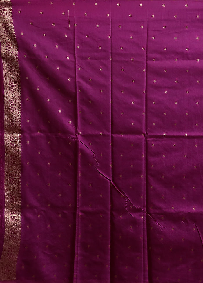 Purple Dupion Silk Saree With Blouse Piece