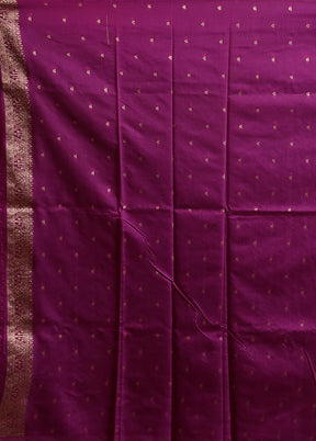Purple Dupion Silk Saree With Blouse Piece