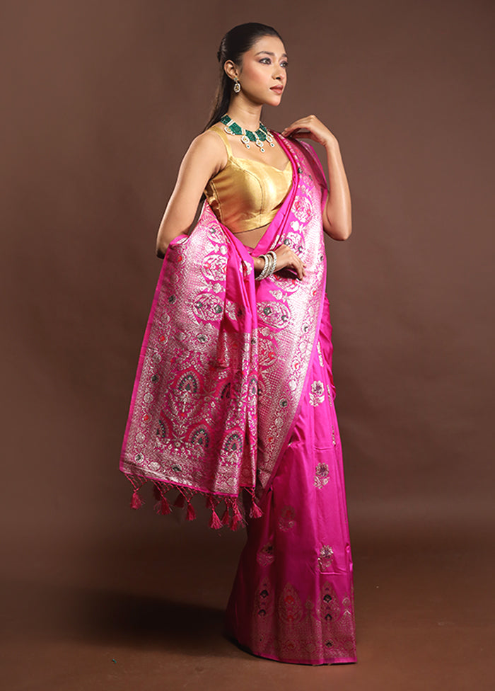 Pink Dupion Silk Saree With Blouse Piece