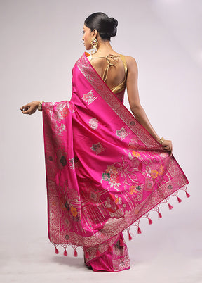 Pink Dupion Silk Saree With Blouse Piece