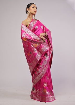 Pink Dupion Silk Saree With Blouse Piece