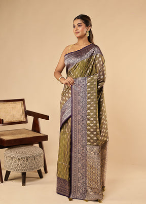 Blue Dupion Silk Saree With Blouse Piece