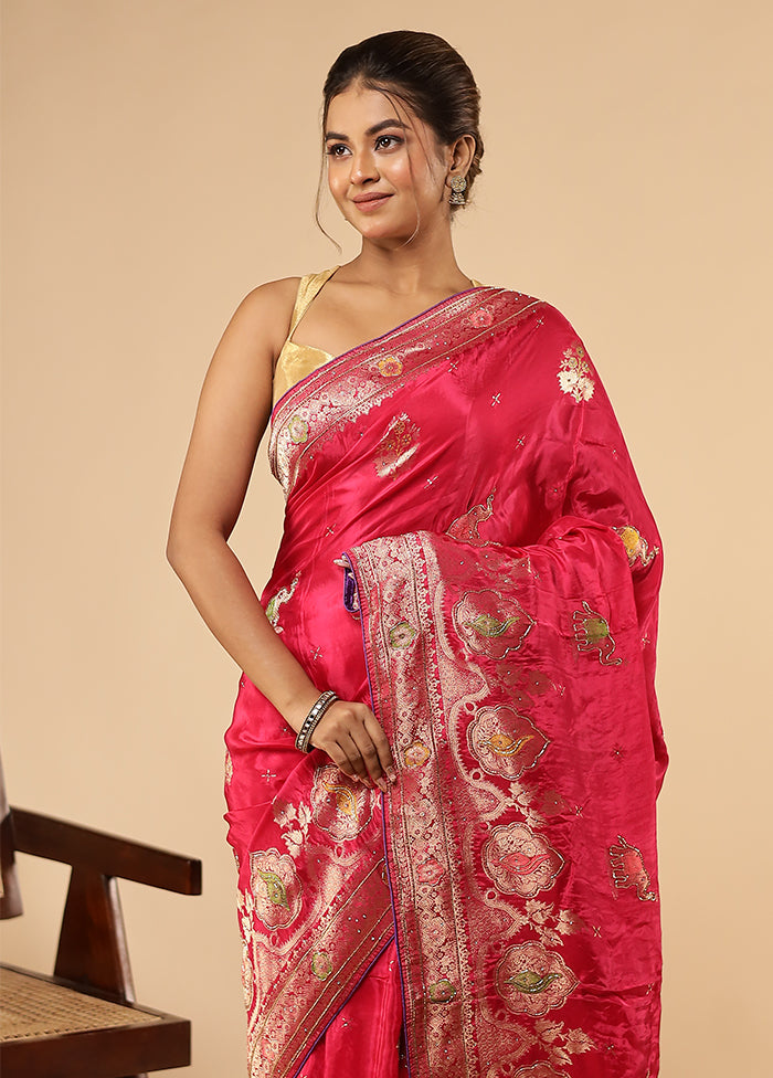Pink Georgette Saree With Blouse Piece