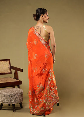 Rust Georgette Saree With Blouse Piece