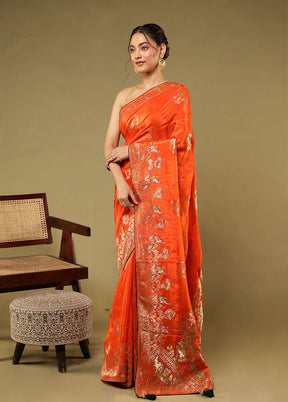 Rust Georgette Saree With Blouse Piece