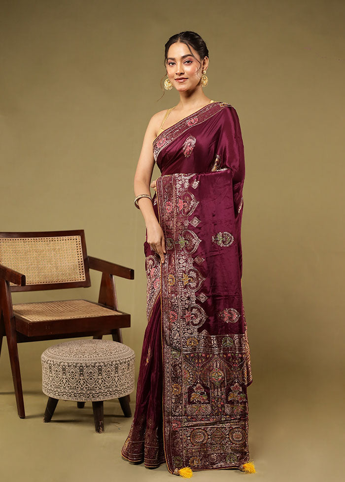 Purple Georgette Saree With Blouse Piece
