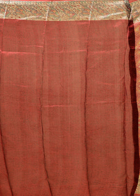 Red Printed Pure Silk Saree With Blouse Piece