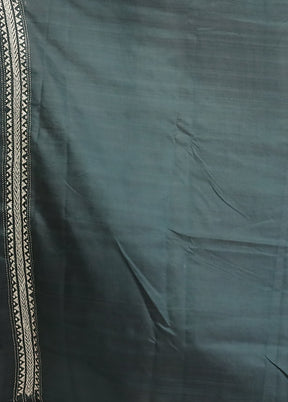 Black Handloom Kantha Stitch Pure Silk Saree With Blouse Piece