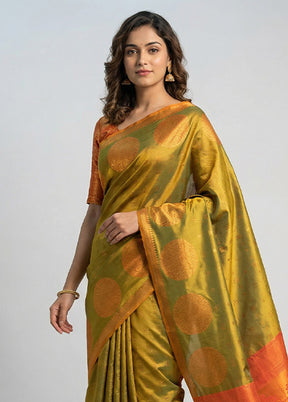 Green Kanjivaram Silk Saree With Blouse Piece