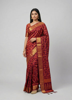 Purple Dupion Silk Saree With Blouse Piece