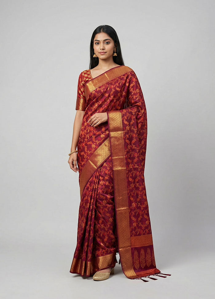 Purple Dupion Silk Saree With Blouse Piece