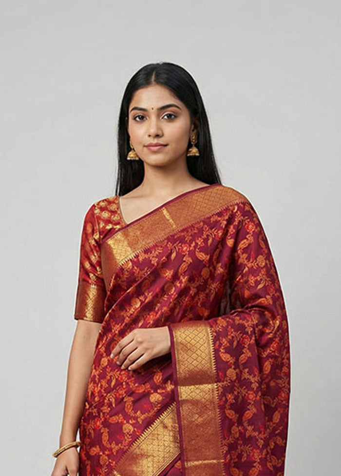 Purple Dupion Silk Saree With Blouse Piece