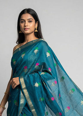 Green Cotton Saree With Blouse Piece