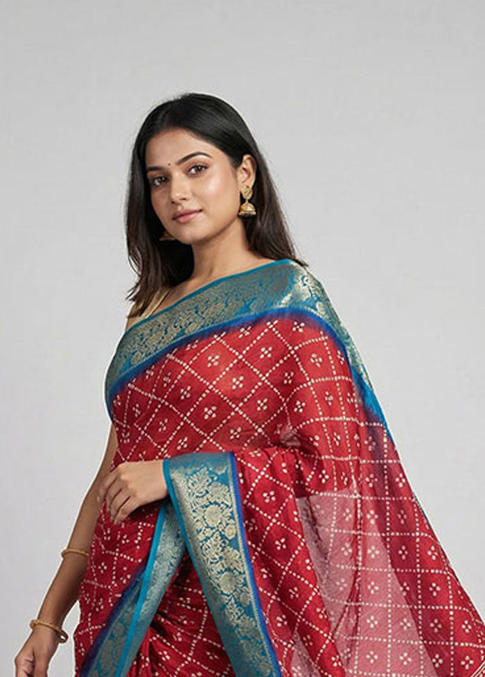 Pink Cotton Saree With Blouse Piece