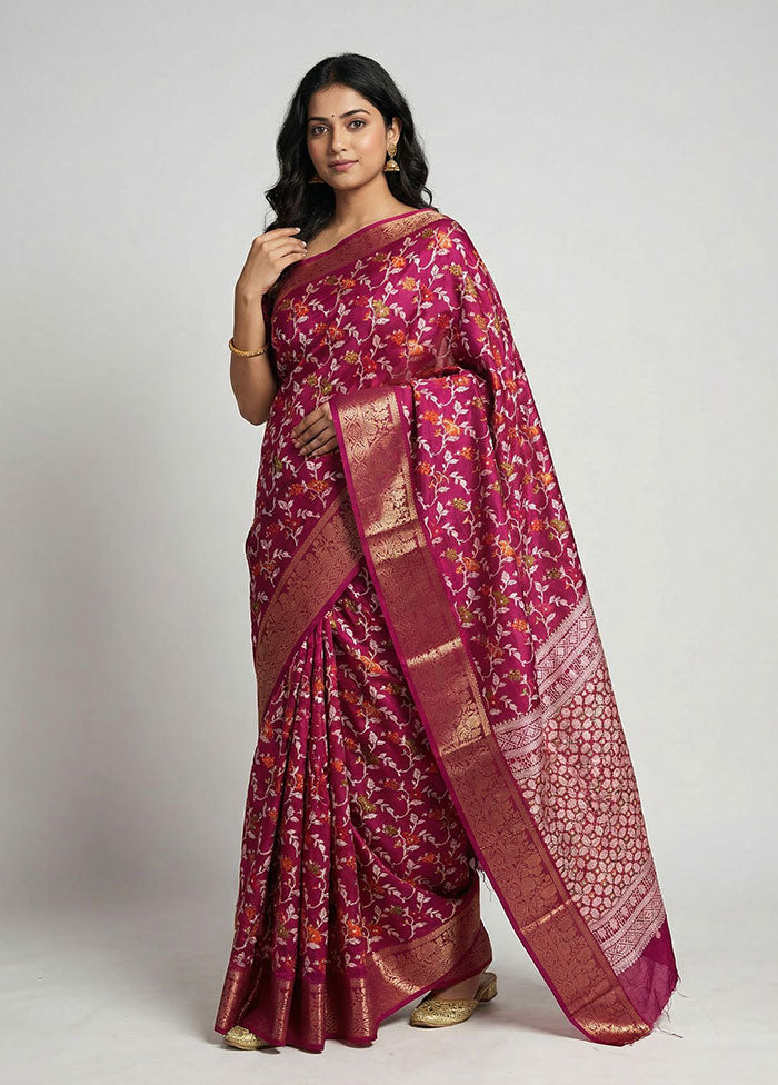 Purple Cotton Saree With Blouse Piece