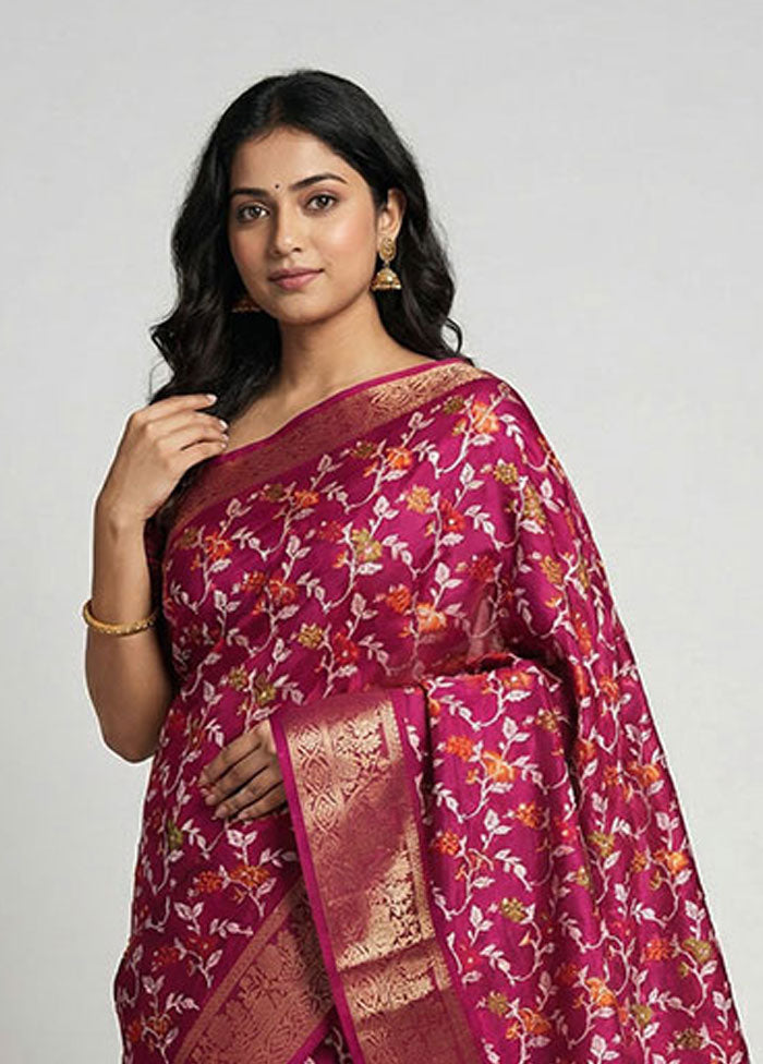 Purple Cotton Saree With Blouse Piece
