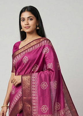 Purple Cotton Saree With Blouse Piece